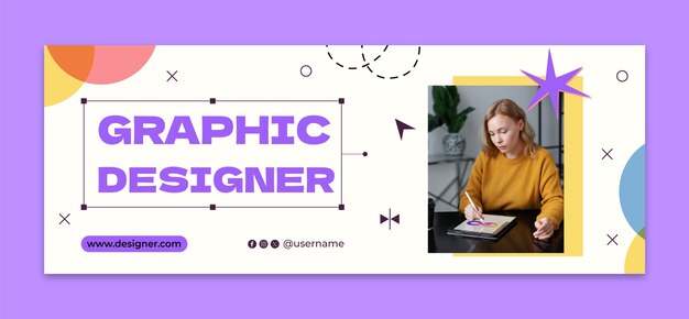 Portada de facebook de diseñador gráfico de diseño plano.