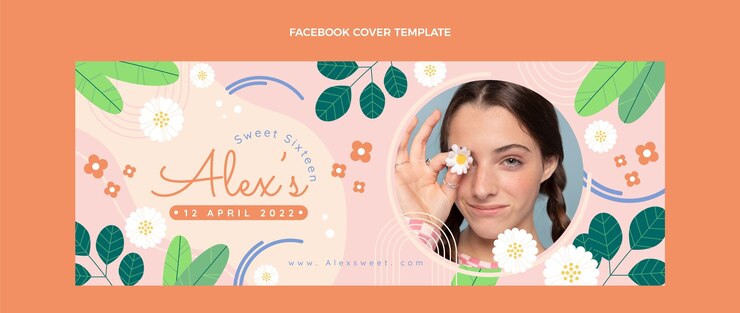 Vector gratuito portada de facebook dulce 16 dibujada a mano