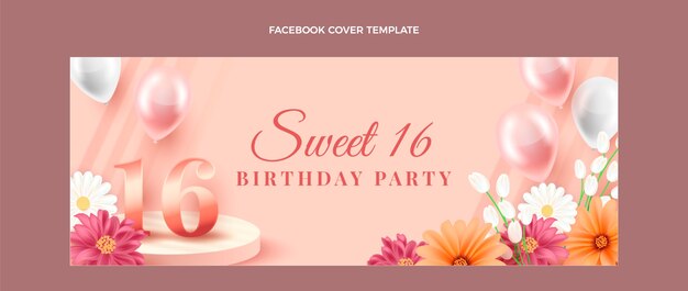 Portada de facebook dulce 16 floral realista