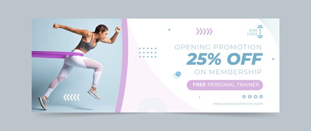 Portada de facebook de entrenador personal de diseño plano