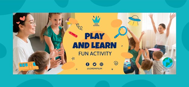 Portada de facebook de la escuela infantil dibujada a mano