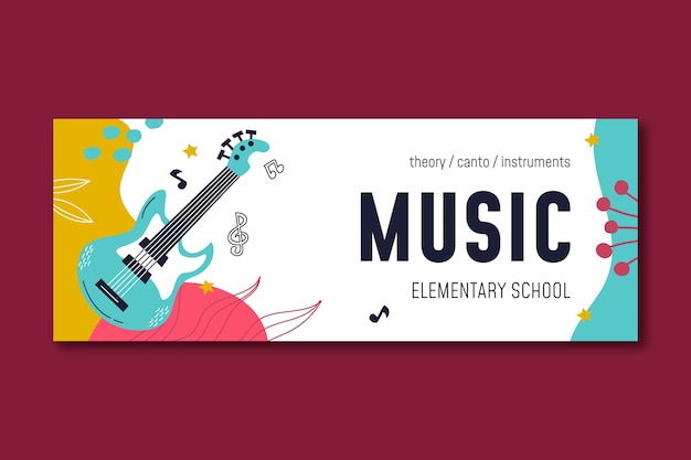 Vector gratuito portada de facebook de la escuela de música dibujada a mano