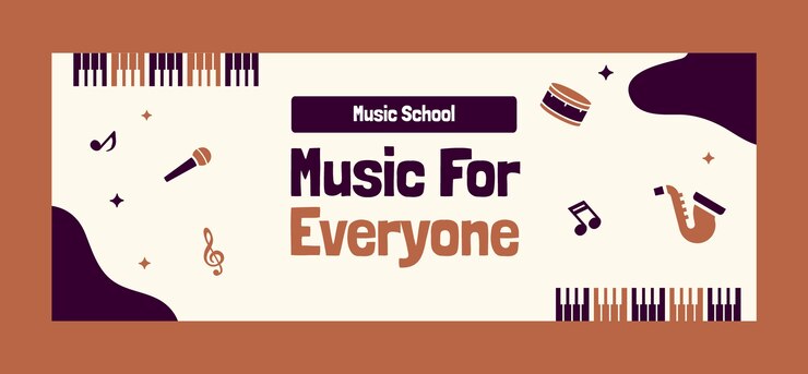 Vector gratuito portada de facebook de escuela de música de diseño plano