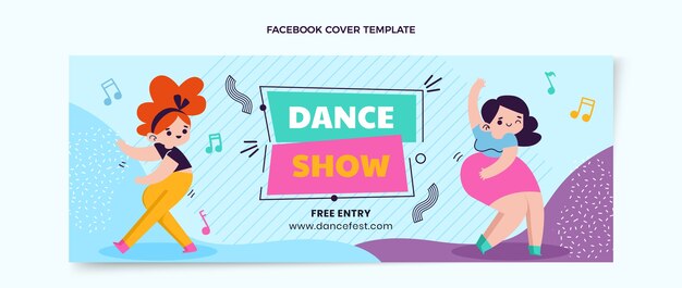 Portada de facebook de espectáculo de baile de diseño plano