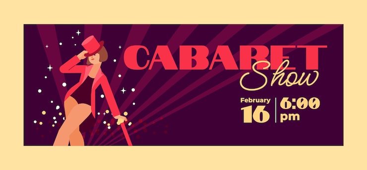 Vector gratuito portada de facebook de espectáculo de cabaret de diseño plano