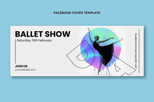 Portada de facebook de espectáculo de danza fluida abstracta degradada