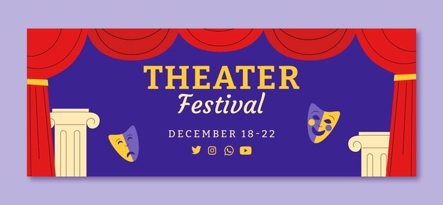 Portada de facebook de espectáculo de teatro dibujado a mano