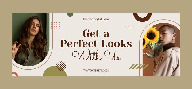 Portada de facebook de estilista de moda de diseño plano