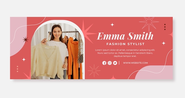 Vector gratuito portada de facebook de estilista de moda de diseño plano