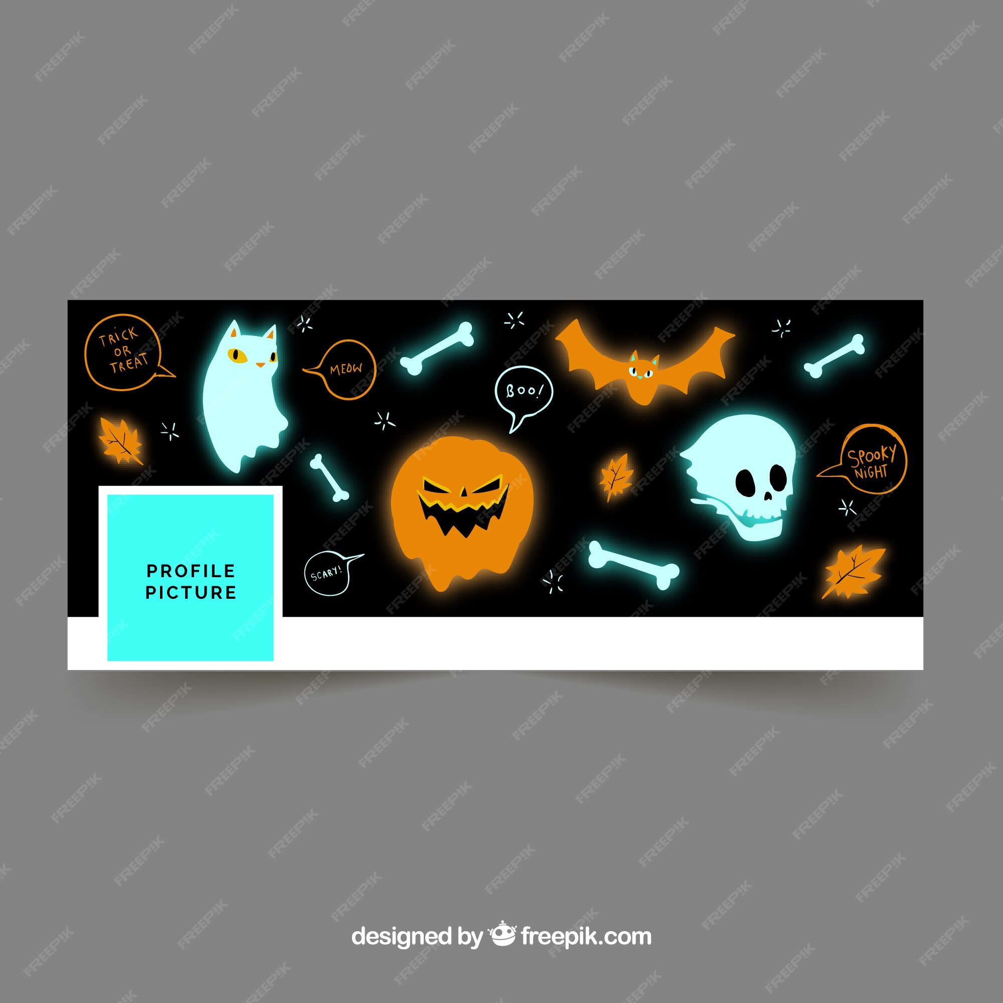 Portada de facebook con fantasmas y elementos de halloween | Vector Gratis