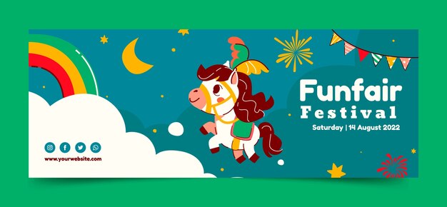 Portada de facebook de feria divertida dibujada a mano