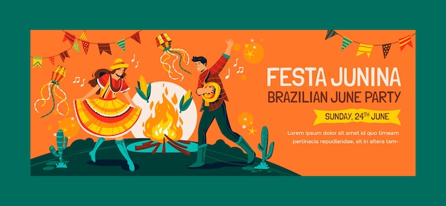 Vector gratuito portada de facebook de festas juninas dibujada a mano