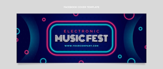 Vector gratuito portada de facebook del festival de música colorido degradado