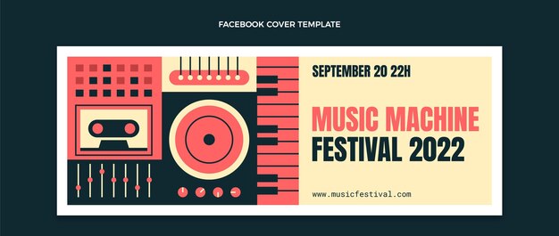 Portada de facebook del festival de música de mosaico plano