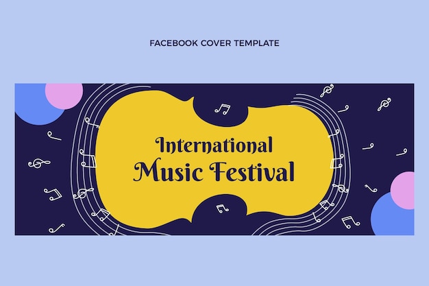 Vector gratuito portada de facebook de festival de música plana