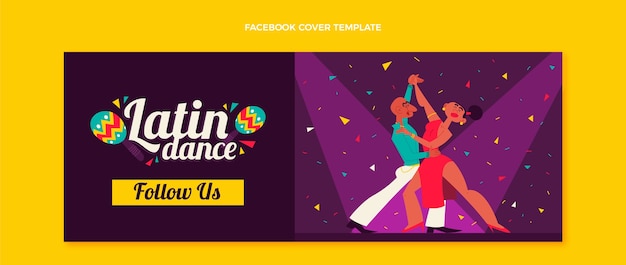 Portada de facebook de fiesta de baile latino dibujada a mano