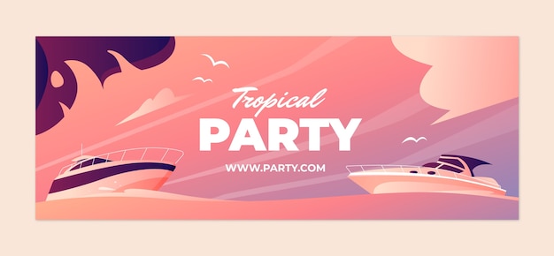 Portada de facebook de fiesta en barco degradado