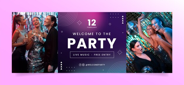 Portada de facebook de fiesta de bienvenida degradada