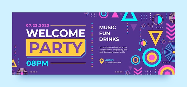 Portada de facebook de fiesta de bienvenida de diseño plano