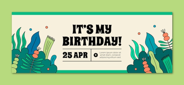 Portada de facebook de la fiesta de cumpleaños de la selva dibujada a mano