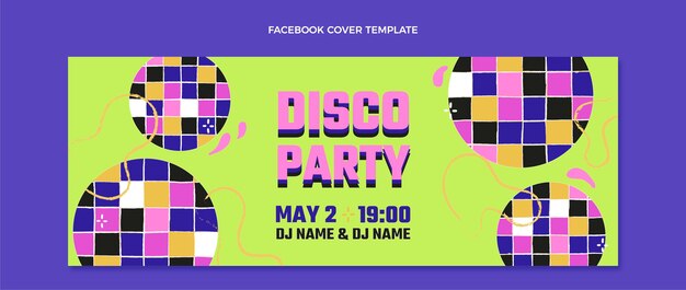 Portada de facebook de fiesta disco abstracta dibujada a mano