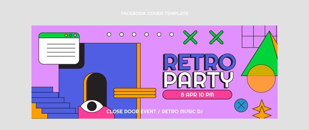 Vector gratuito portada de facebook de fiesta disco retro vaporwave