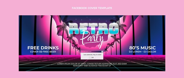 La portada de Facebook de la fiesta de discoteca Gradient retro vaporwave