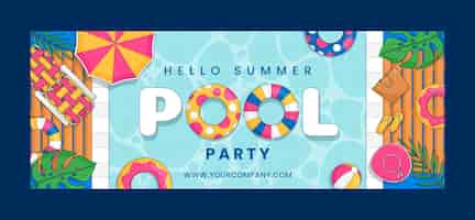 Vector gratuito portada de facebook de fiesta en la piscina dibujada a mano