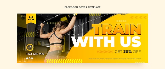 Portada de facebook de fitness de diseño plano