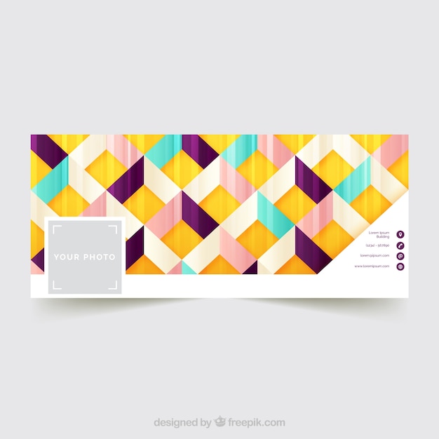 Portada de facebook de formas geométricas de colores