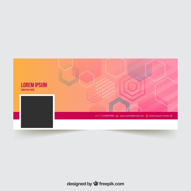 Portada de facebook con formas hexagonales 