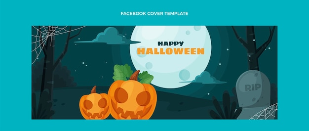 Portada de facebook de halloween de diseño plano