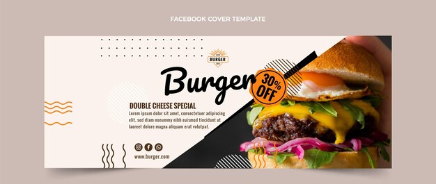 Portada de facebook de hamburguesa plana
