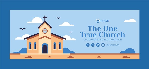 La portada de Facebook de la iglesia de diseño plano