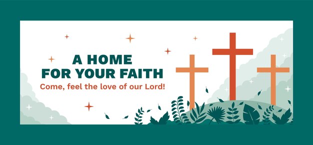 La portada de Facebook de la iglesia de diseño plano