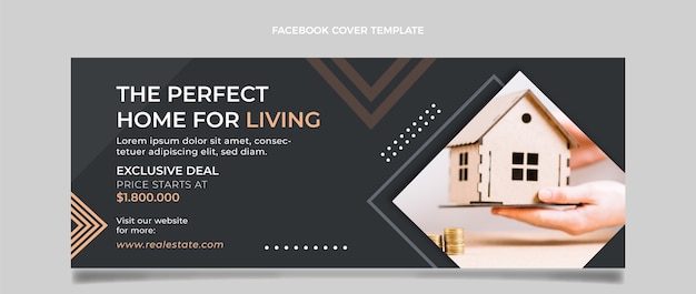 Vector gratuito portada de facebook de inmobiliaria abstracta de diseño plano
