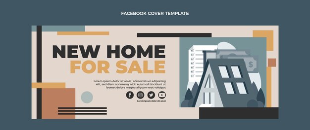 Portada de facebook inmobiliaria de diseño plano