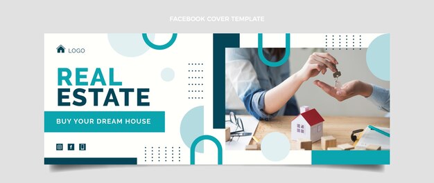 Portada de facebook inmobiliaria de diseño plano