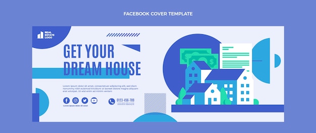 Vector gratuito portada de facebook inmobiliaria de diseño plano