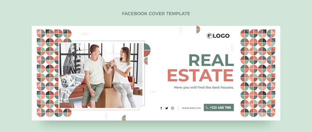 Vector gratuito portada de facebook inmobiliaria de diseño plano