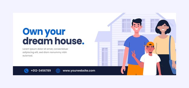 Portada de facebook inmobiliaria de diseño plano