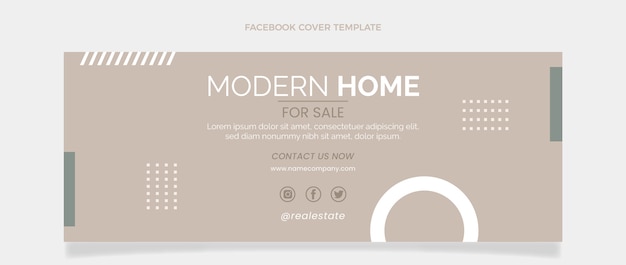 Portada de facebook de inmobiliaria geométrica abstracta de diseño plano