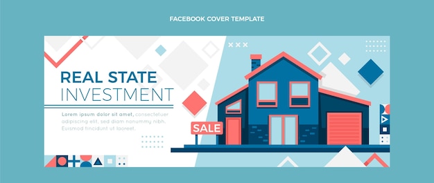 Portada de facebook de inmobiliaria geométrica abstracta plana