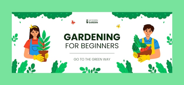 Vector gratuito portada de facebook de jardinería botánica dibujada a mano