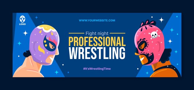 Portada de facebook de lucha libre dibujada a mano