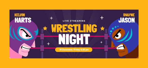 Portada de facebook de lucha libre dibujada a mano