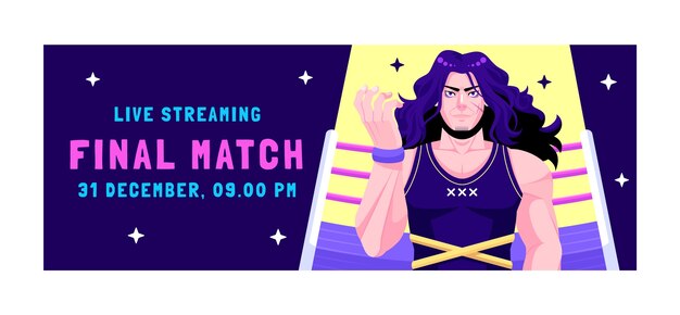 Portada de facebook de lucha libre dibujada a mano