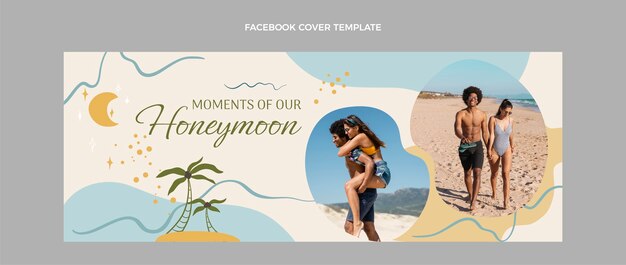 Portada de facebook de luna de miel dibujada a mano