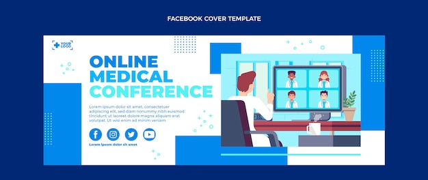 Vector gratuito portada de facebook médica de diseño plano