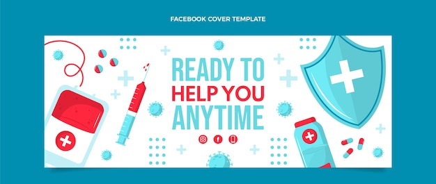 Vector gratuito portada de facebook médica de diseño plano